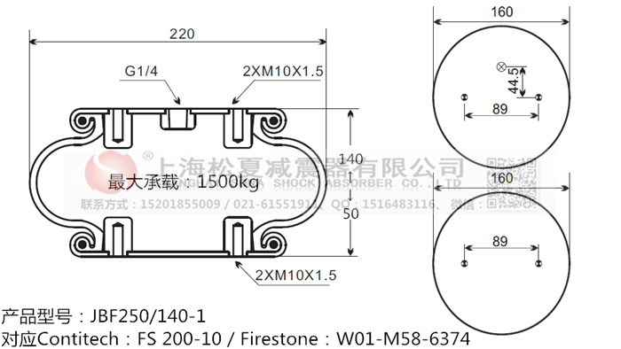 JBF250/140-1橡膠<a href='http://msabry.com/' target='_blank'><u>空氣彈簧</u></a>