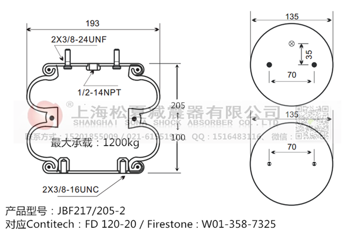 JBF217/205-2橡膠<a href='http://msabry.com/' target='_blank'><u>空氣彈簧</u></a>