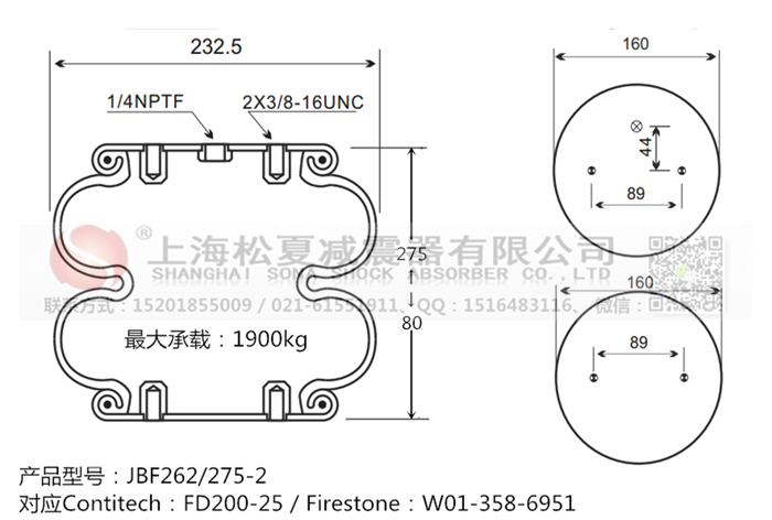 JBF262/275-2橡膠<a href='http://msabry.com/' target='_blank'><u>空氣彈簧</u></a>