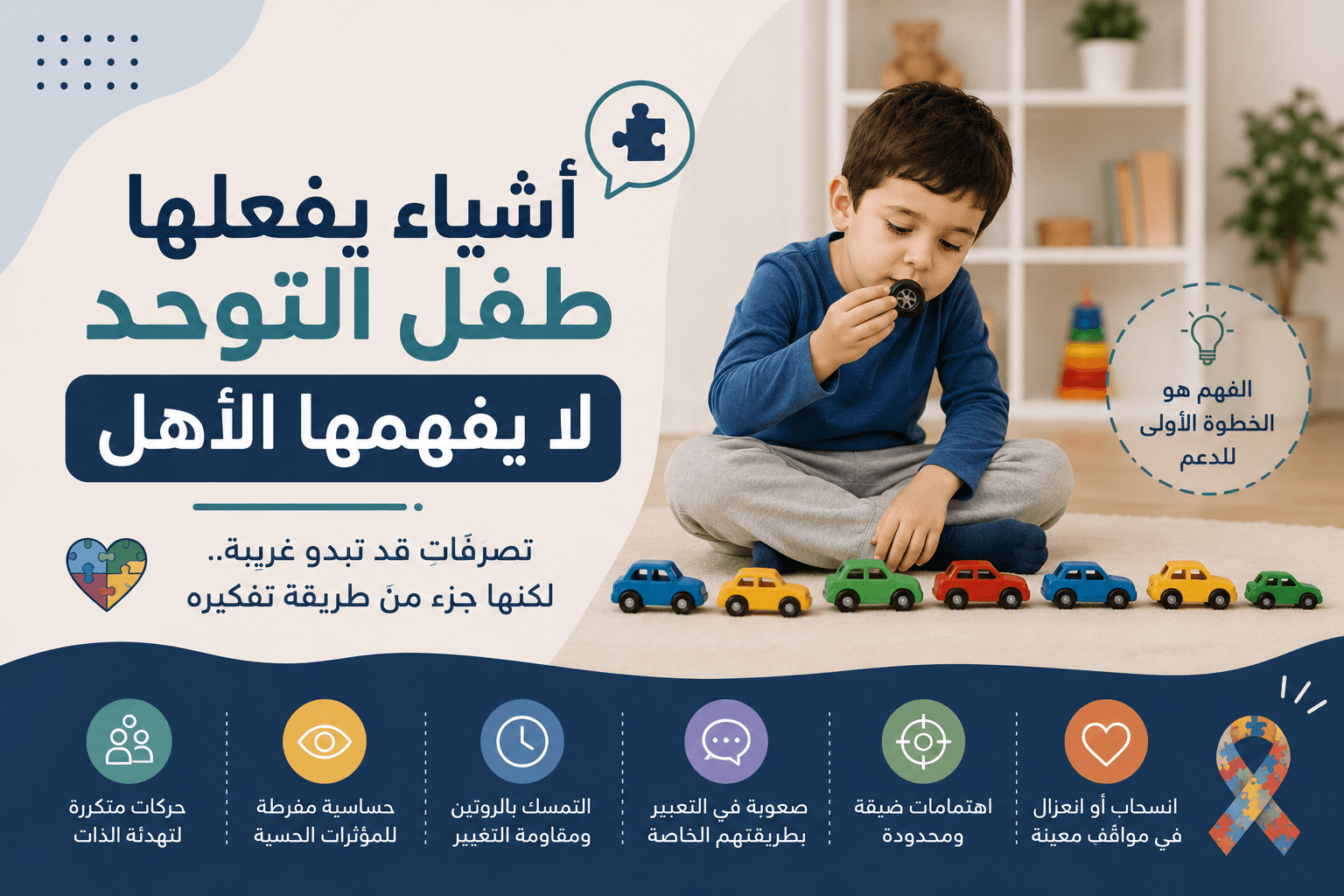 أشياء يفعلها طفل التوحد لا يفهمها الأهل — ووراء كل سلوك رسالة