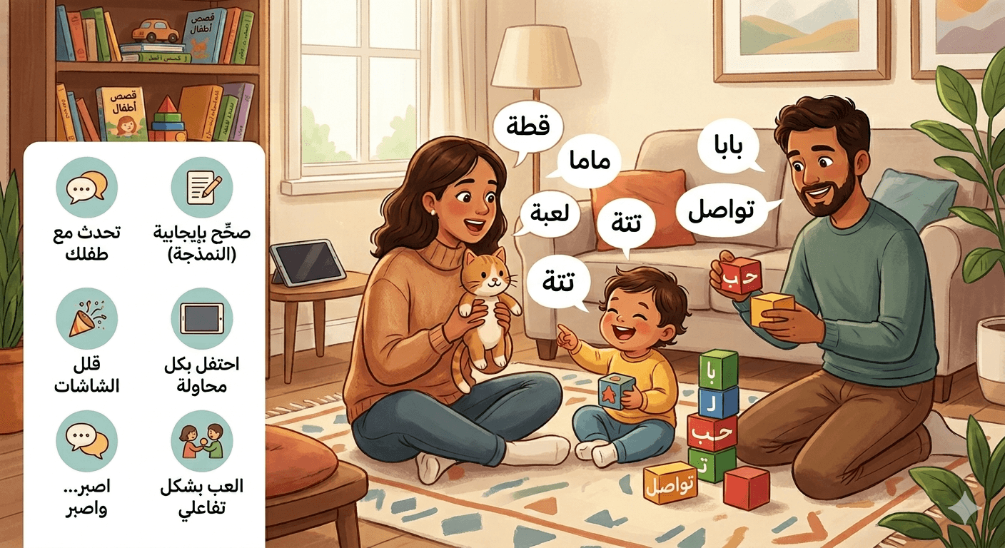 دور الأهل في علاج تأخر النطق — إزاي تساعد طفلك؟