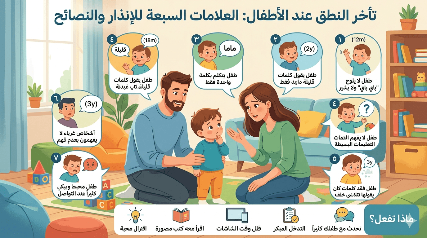 ٧ علامات لتأخر النطق عند الأطفال — متى تقلق؟