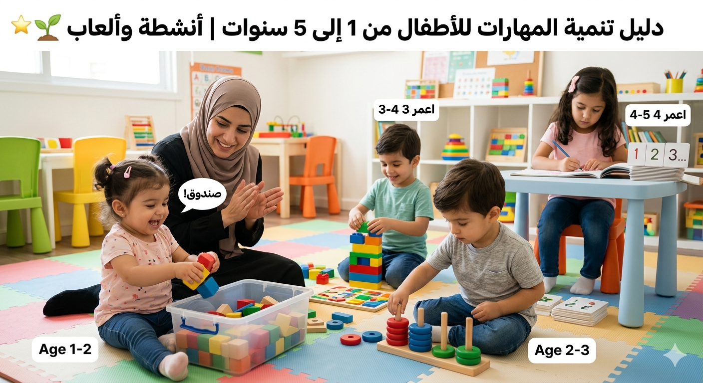 دليل تنمية المهارات من سنة لـ ٥ سنين — أنشطة وألعاب لكل مرحلة